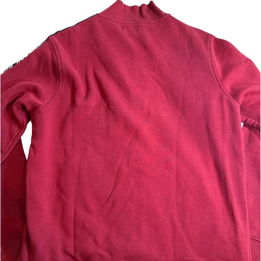True Religion Mens Red Logo Tape Full Zip Track Jacket Fleece Sweatshirt Medium